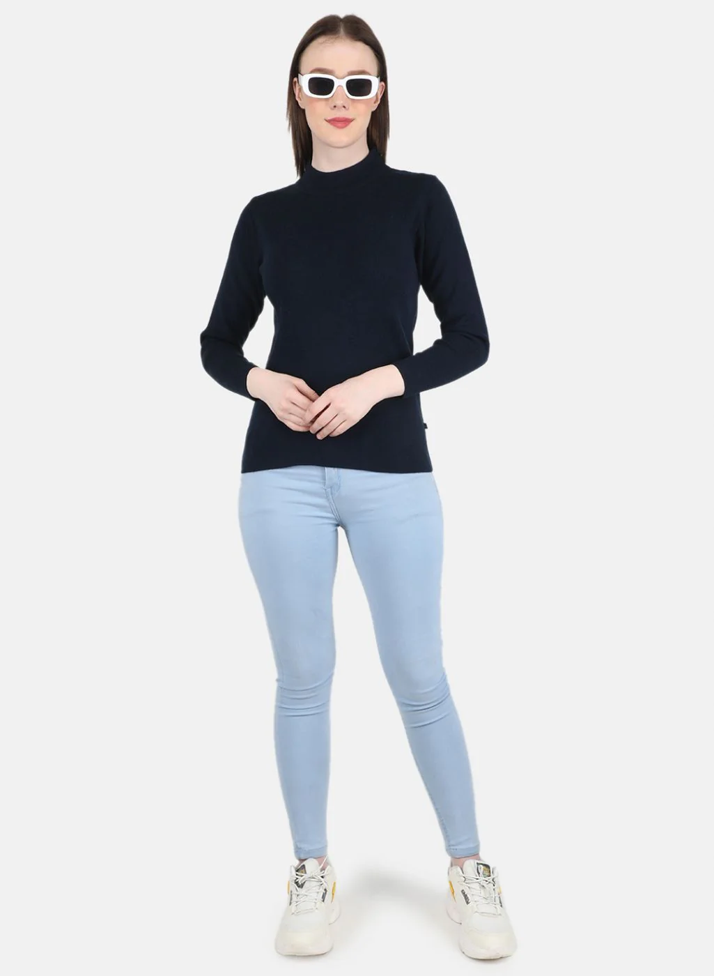 Women NAvy Blue Solid Sceavy Top - Image 4