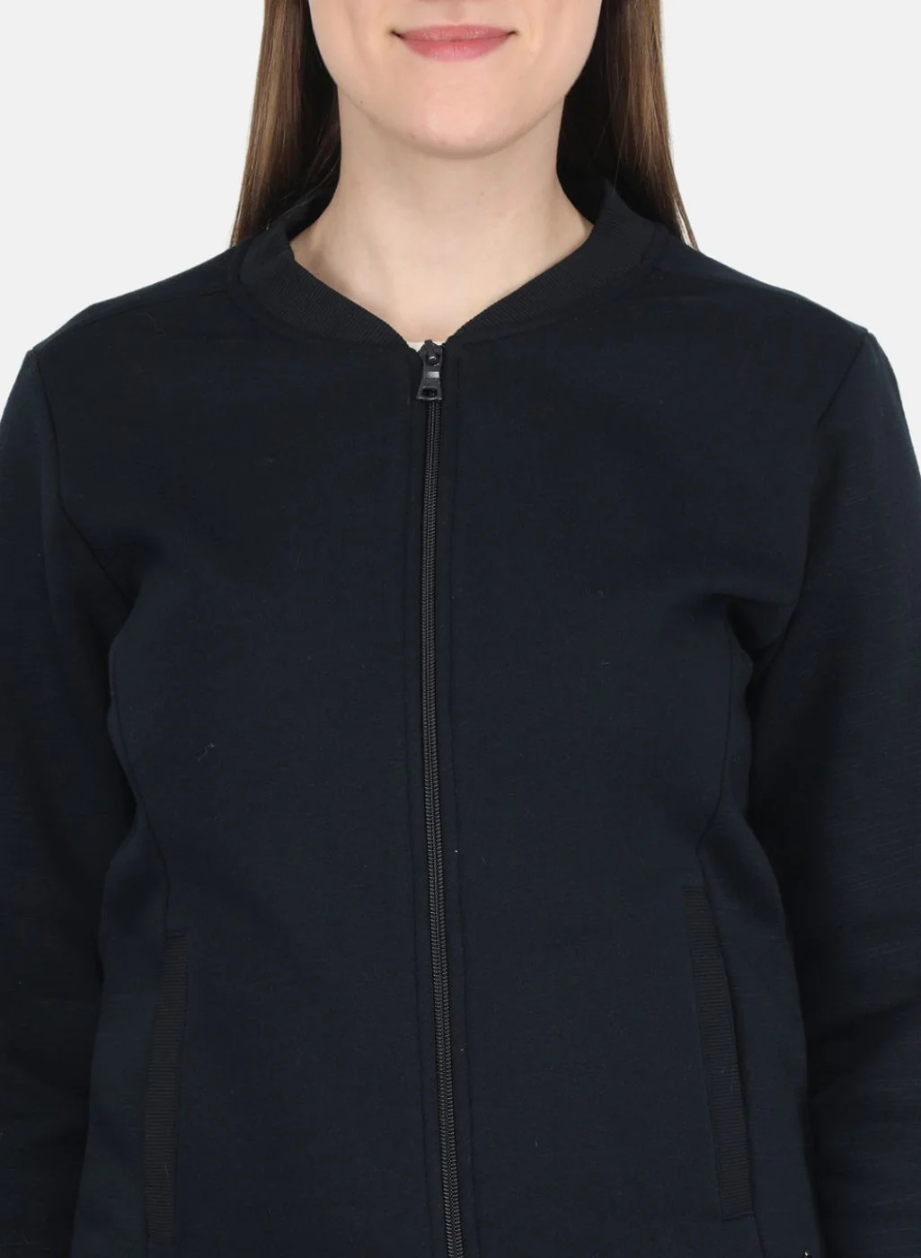 Women NAvy Blue Solid Sweatshirt - Image 5