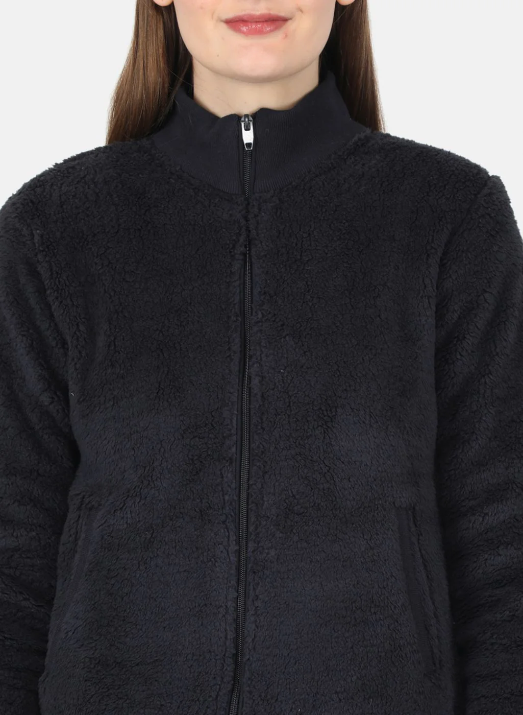 Women NAvy Blue Solid Sweatshirt - Image 5