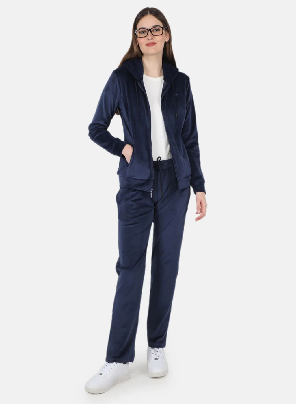 Women NAvy Blue Solid Tracksuit - Image 4