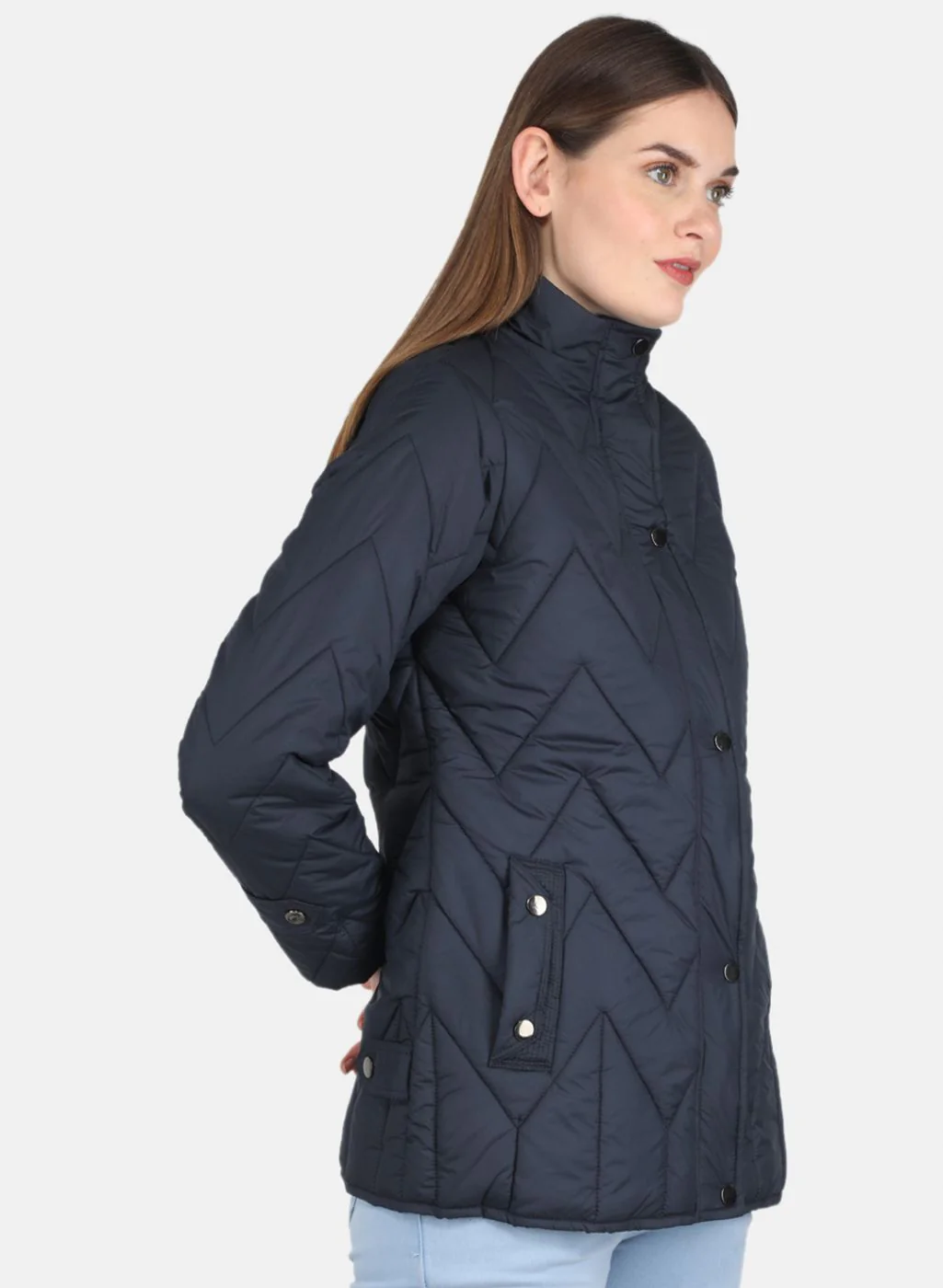 Women NAvy Blue Stripe Jacket - Image 6