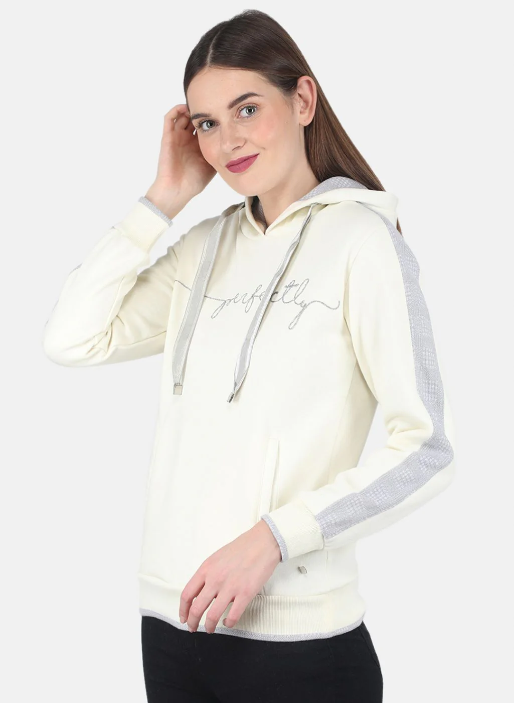 Women Off White Embroidered Sweatshirt - Image 2