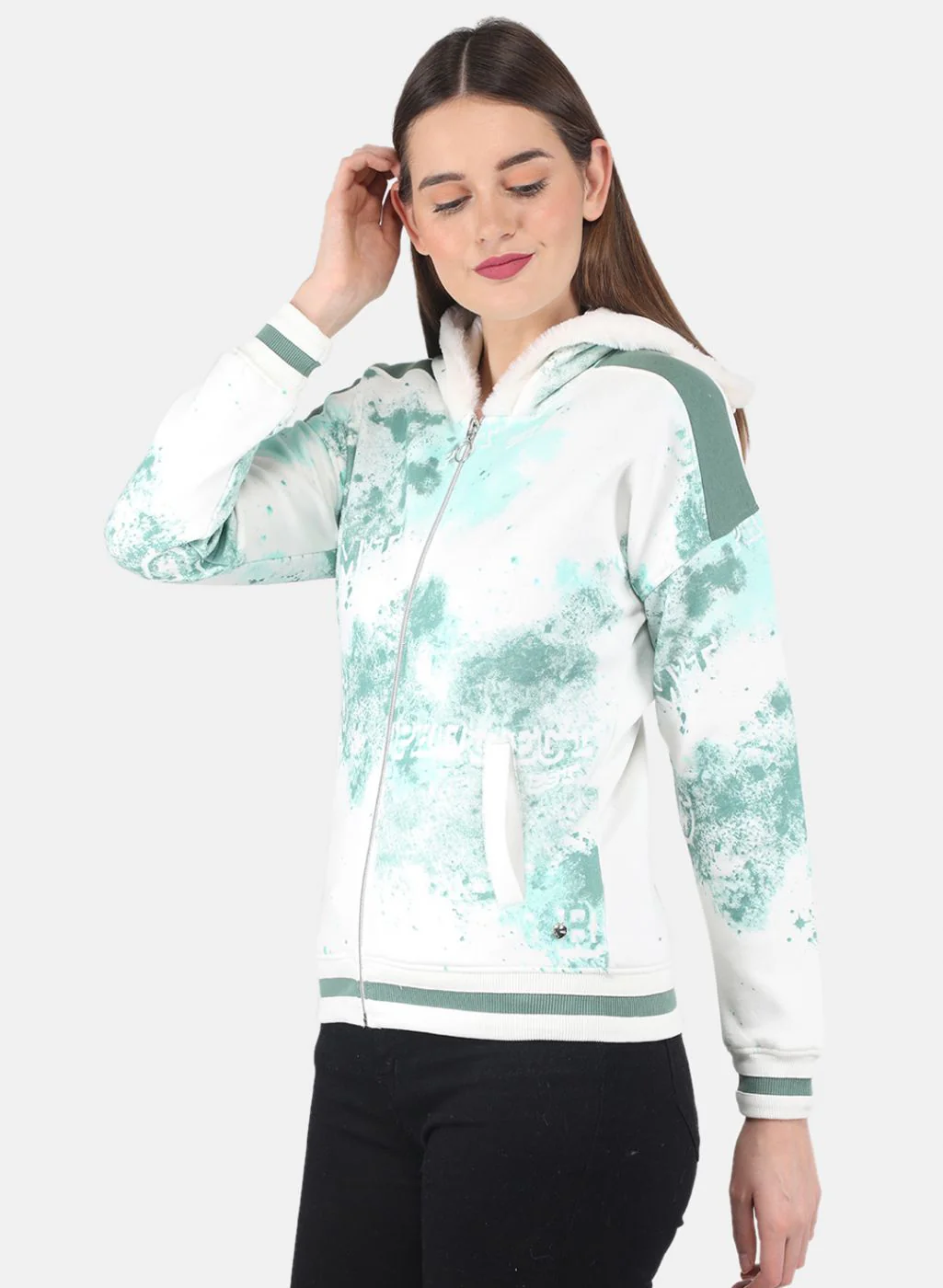 Women Off White Printed Sweatshirt - Image 2