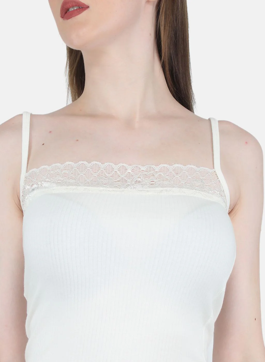 Women Off White Solid Thermal Camisole - Image 5