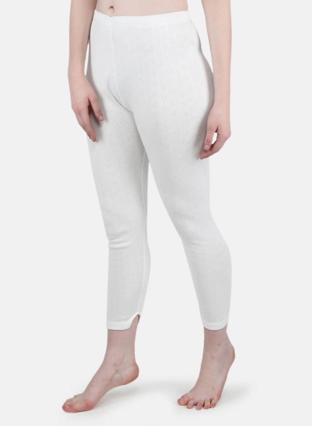 Women Off White Solid Thermal Lower - Image 2
