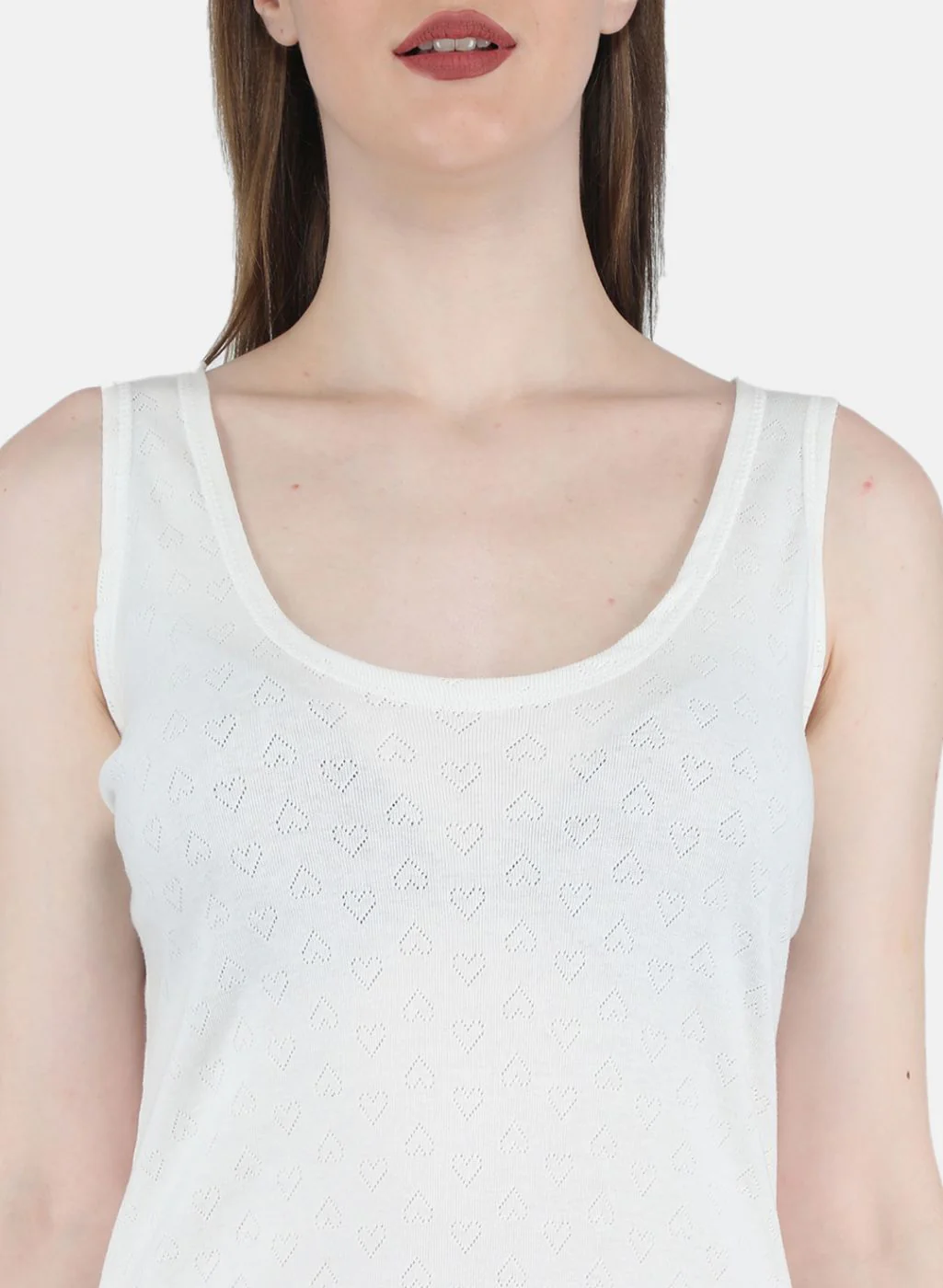 Women Off White Solid Thermal Vest - Image 5