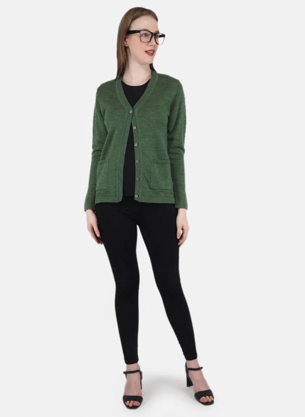 Women Olive Solid Cardigan - Image 4