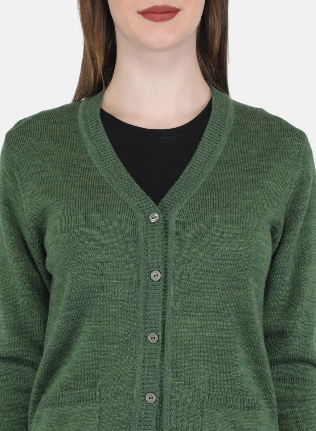 Women Olive Solid Cardigan - Image 5