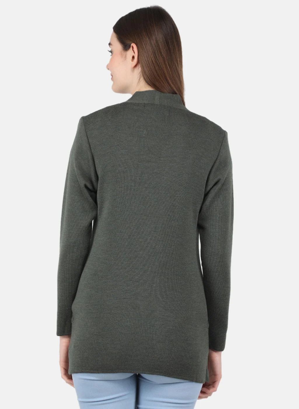 Women Olive Solid Cardigan - Image 3