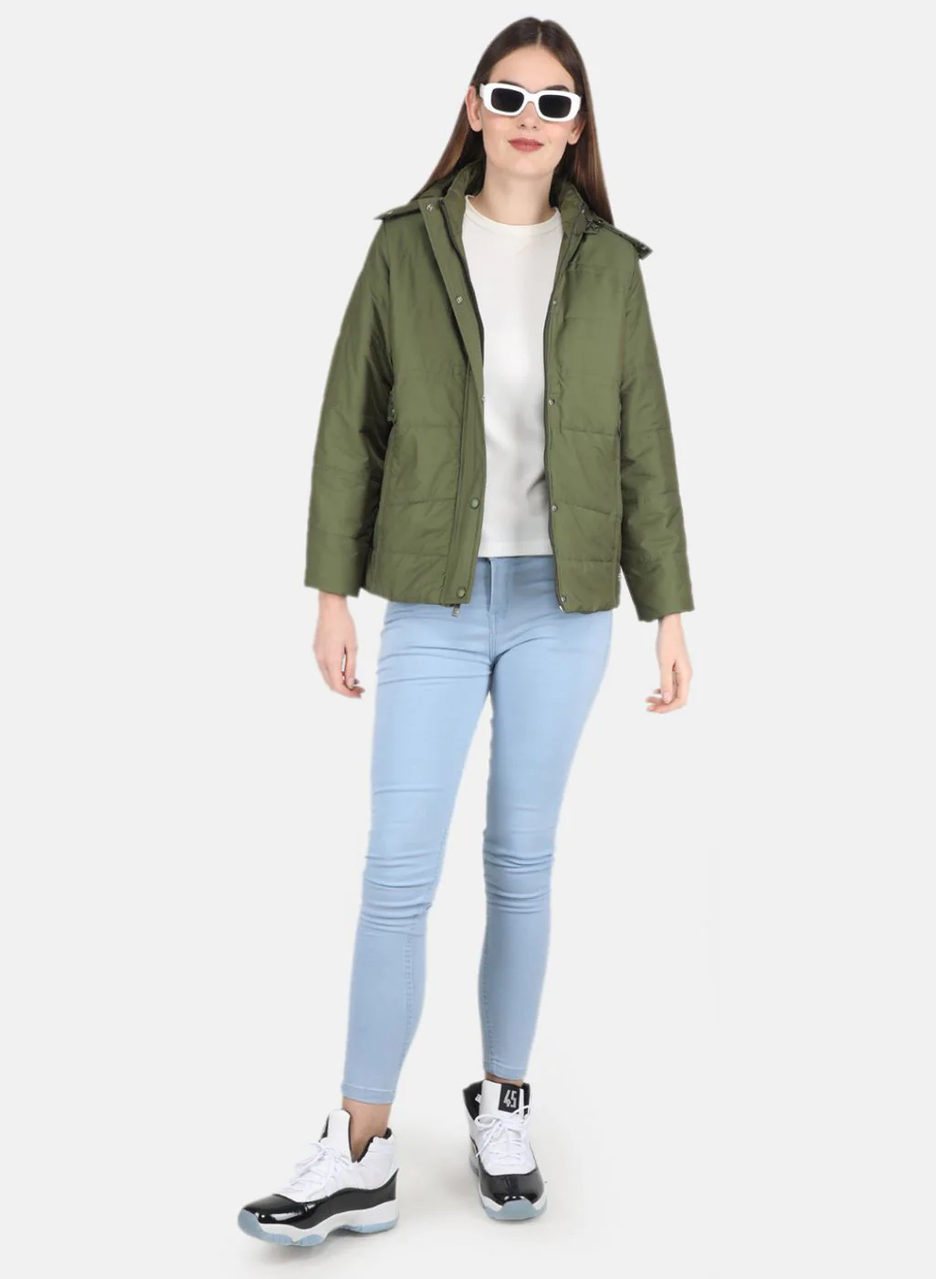 Women Olive Solid Jacket - Image 4