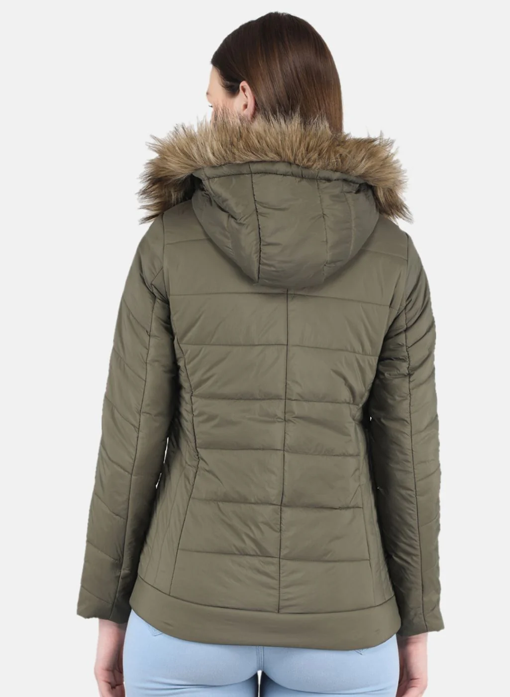 Women Olive Solid Jacket - Image 3