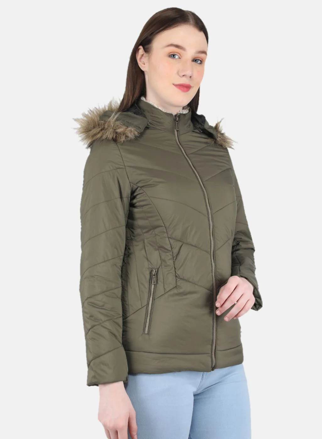 Women Olive Solid Jacket - Image 6