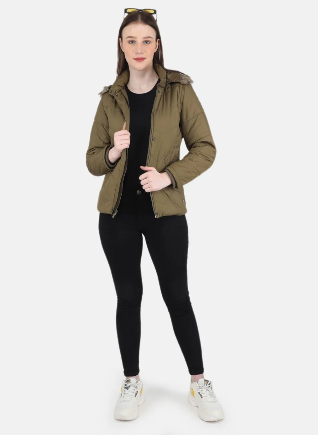 Women Olive Solid Jacket - Image 4