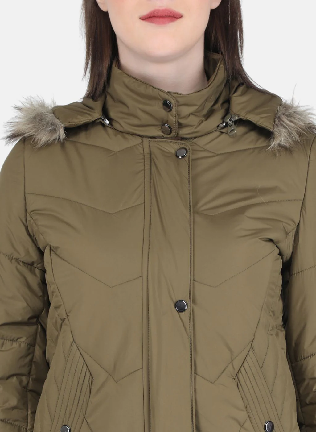 Women Olive Solid Jacket - Image 5