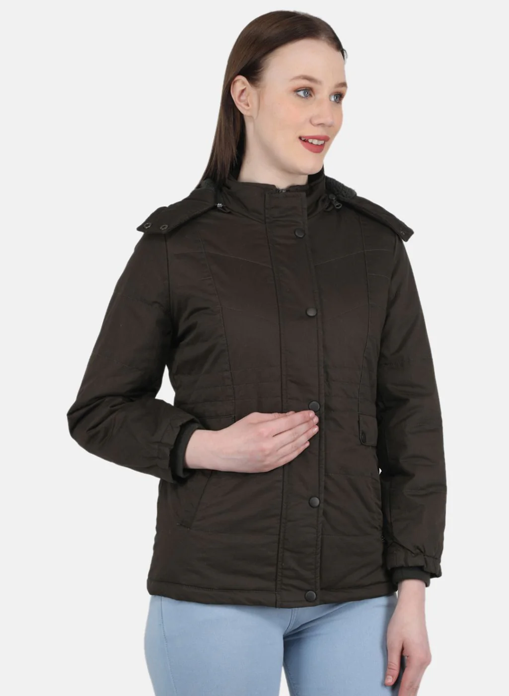 Women Olive Solid Jacket - Image 6