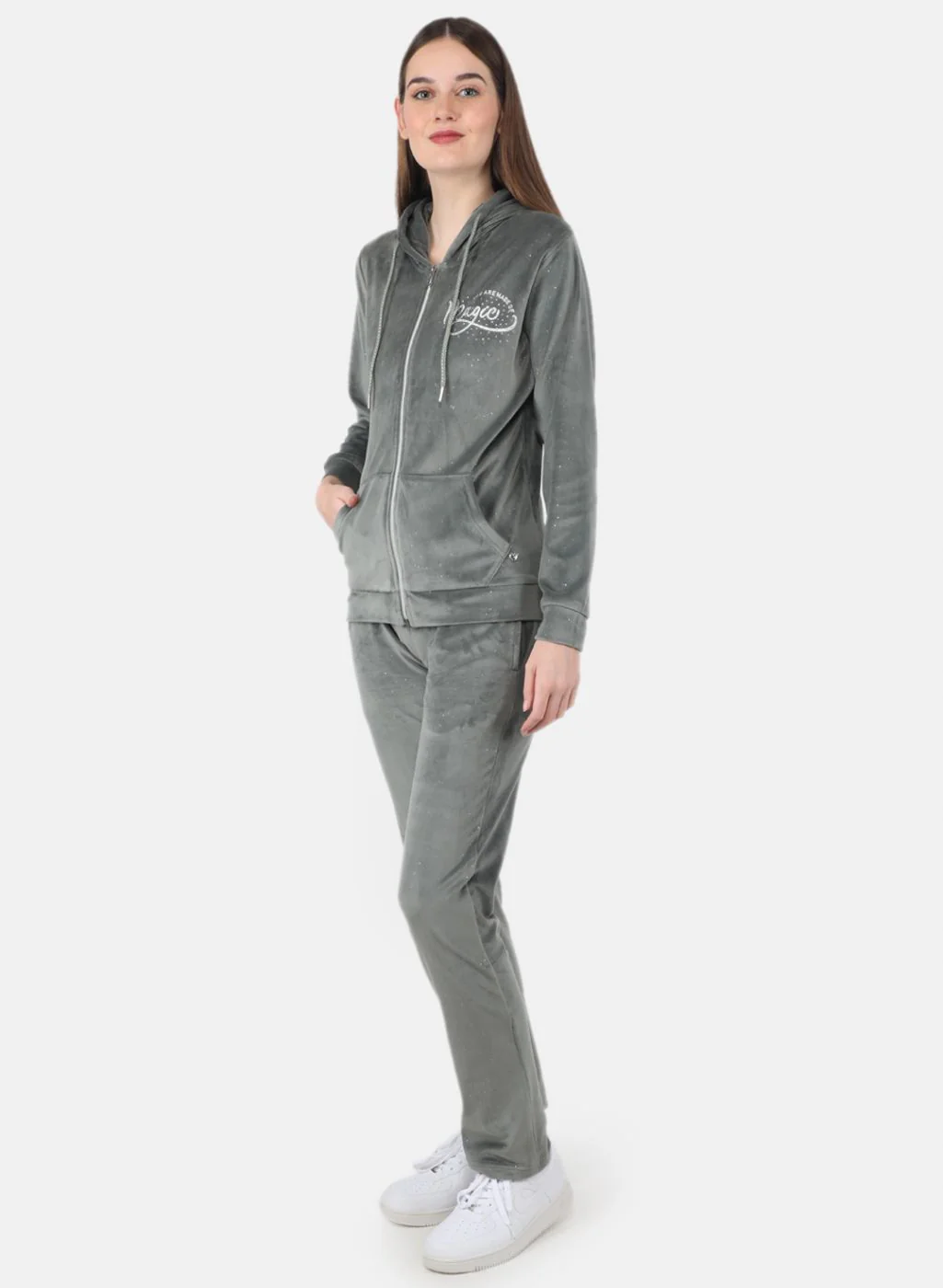 Women Olive Solid Tracksuit - Image 2