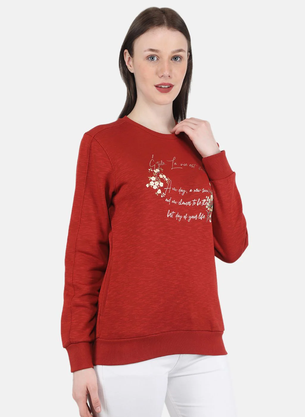 Women Orange Printed Sweatshirt - Image 6