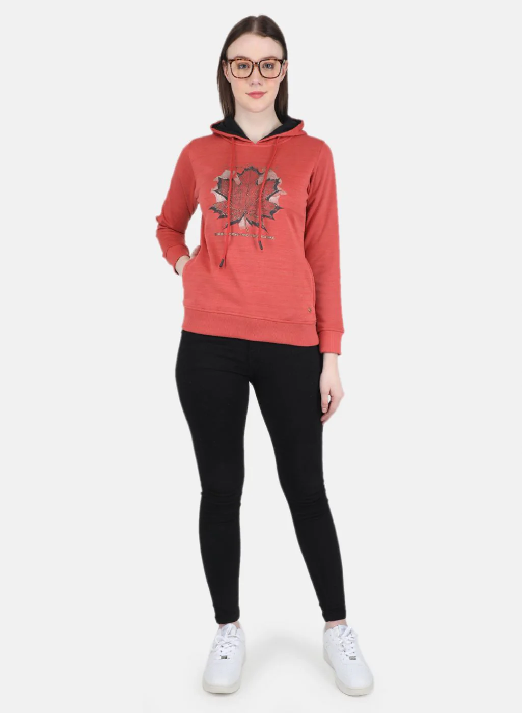 Women Orange Printed Sweatshirt - Image 4