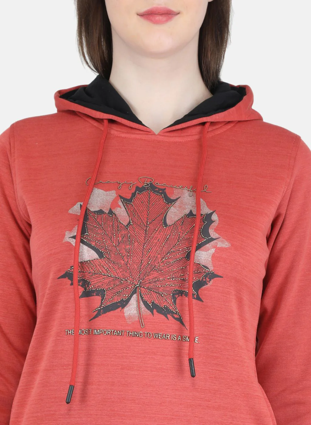 Women Orange Printed Sweatshirt - Image 5