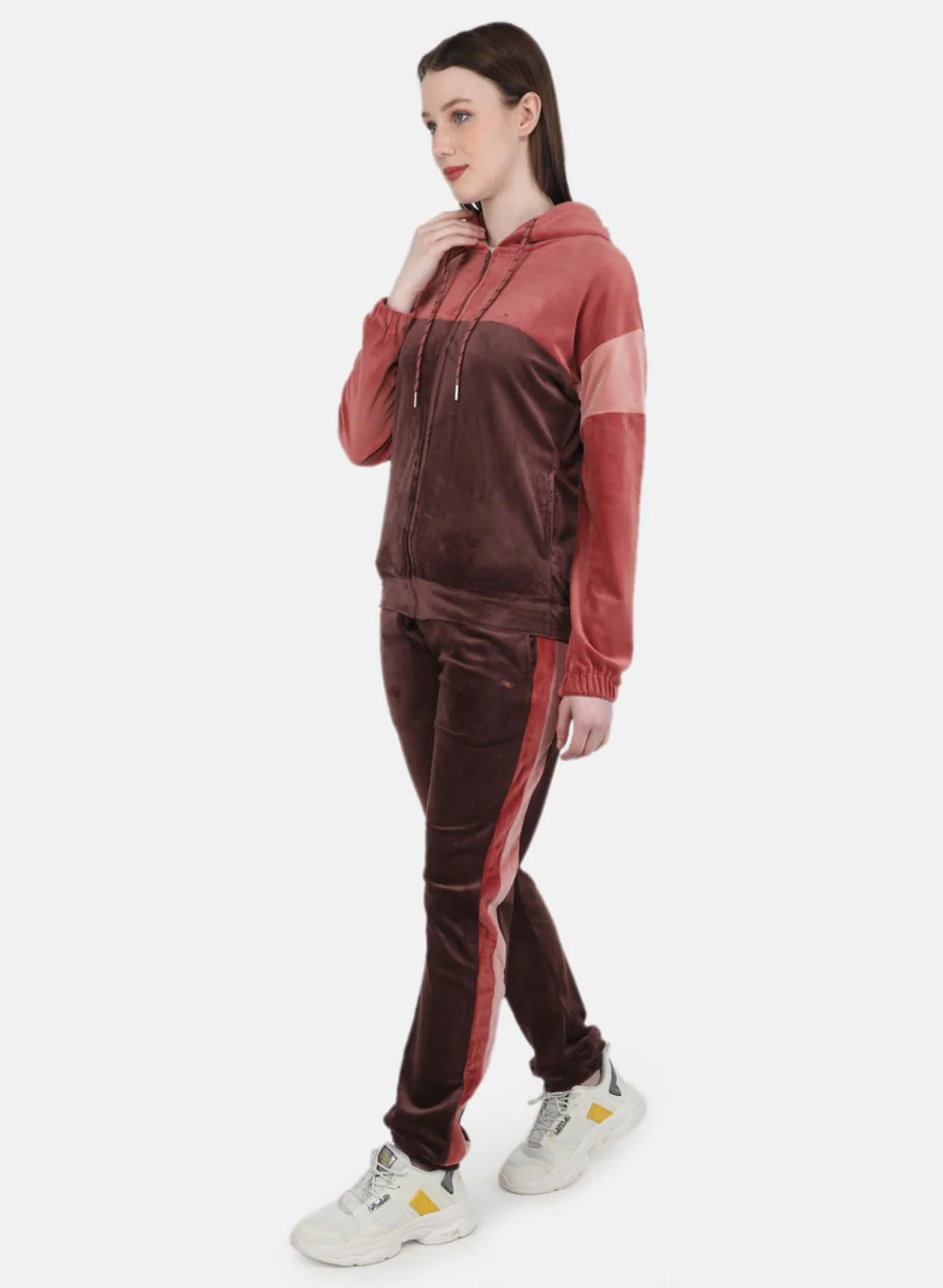 Women Orange Printed Tracksuit - Image 2