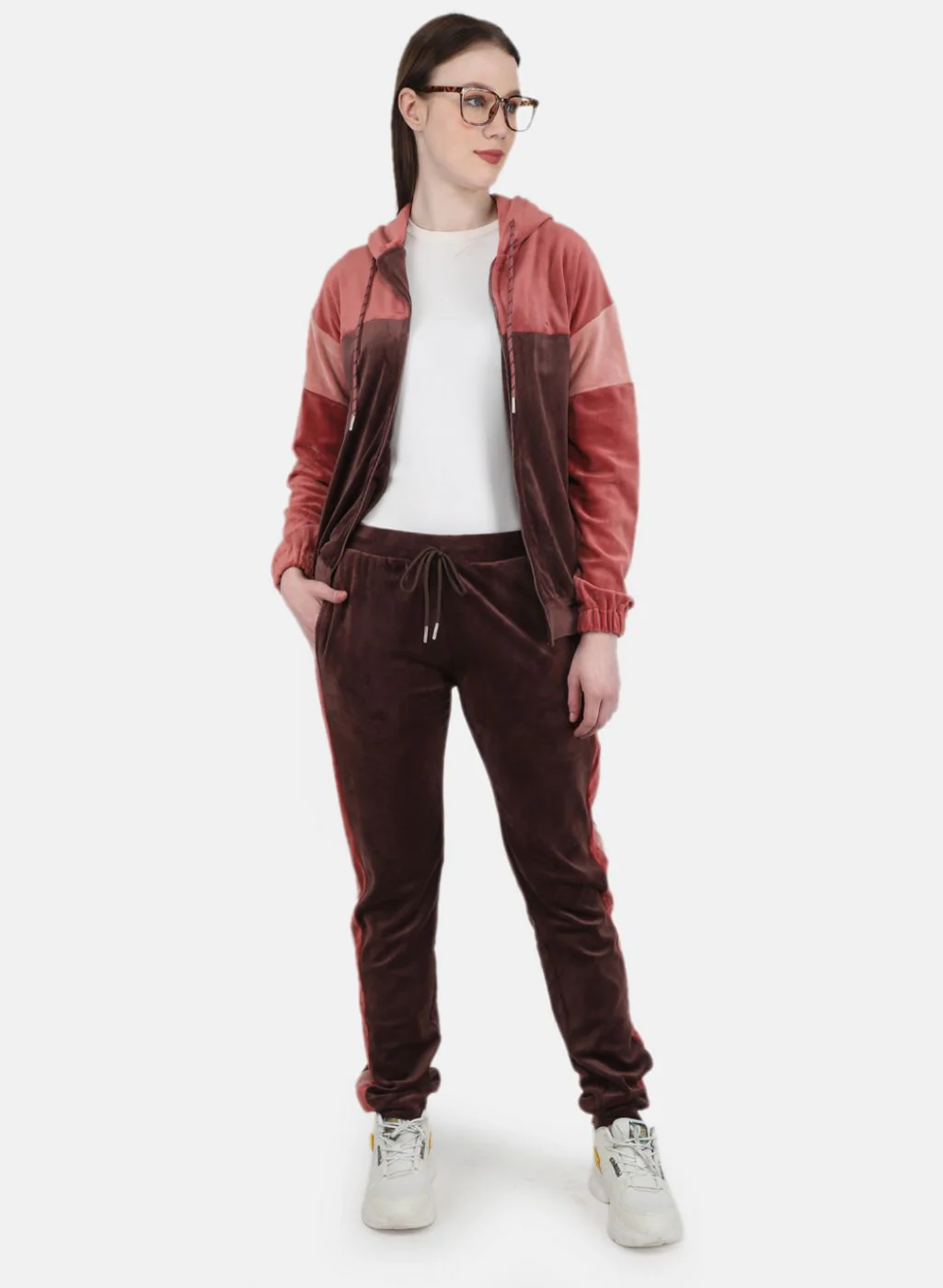 Women Orange Printed Tracksuit - Image 4