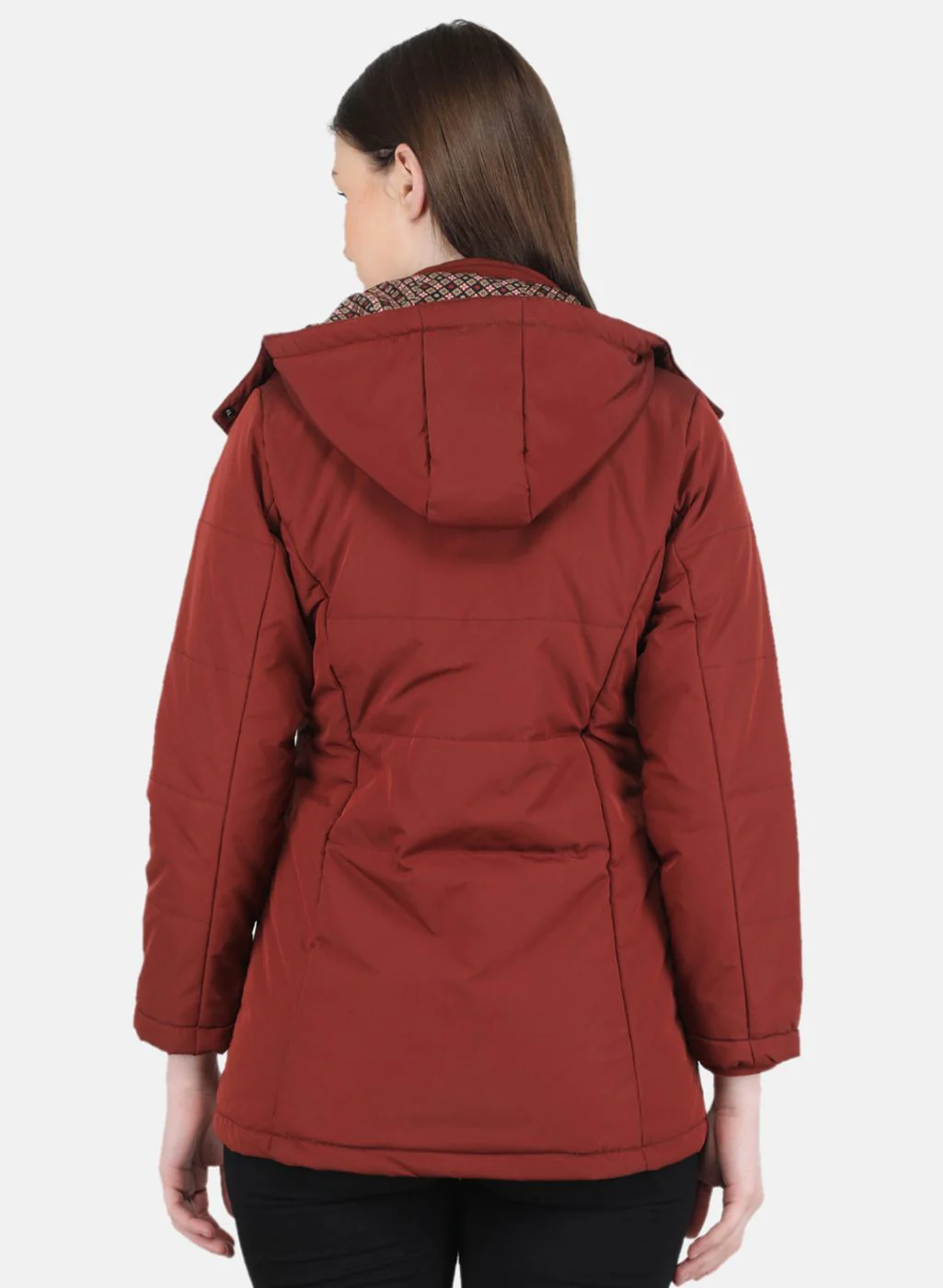 Women Orange Self Design Jacket - Image 3