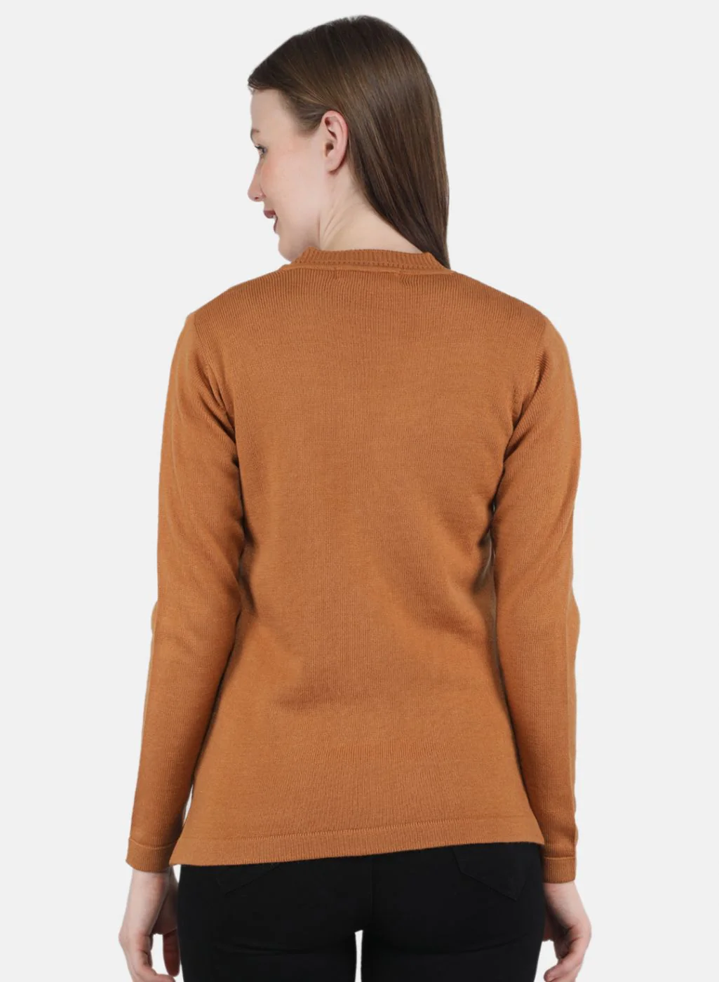 Women Orange Solid Cardigan - Image 3
