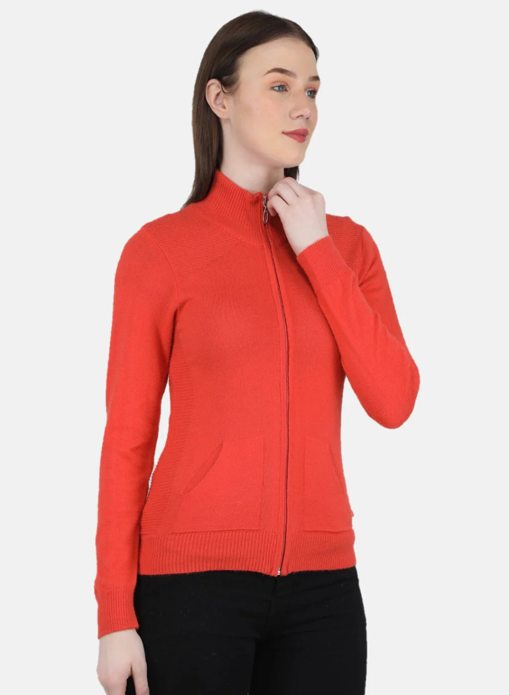 Women Orange Solid Cardigan - Image 6