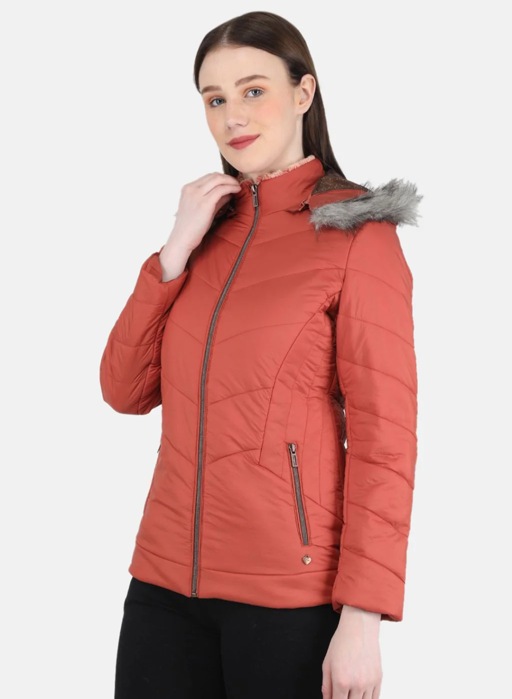 Women Orange Solid Jacket - Image 2