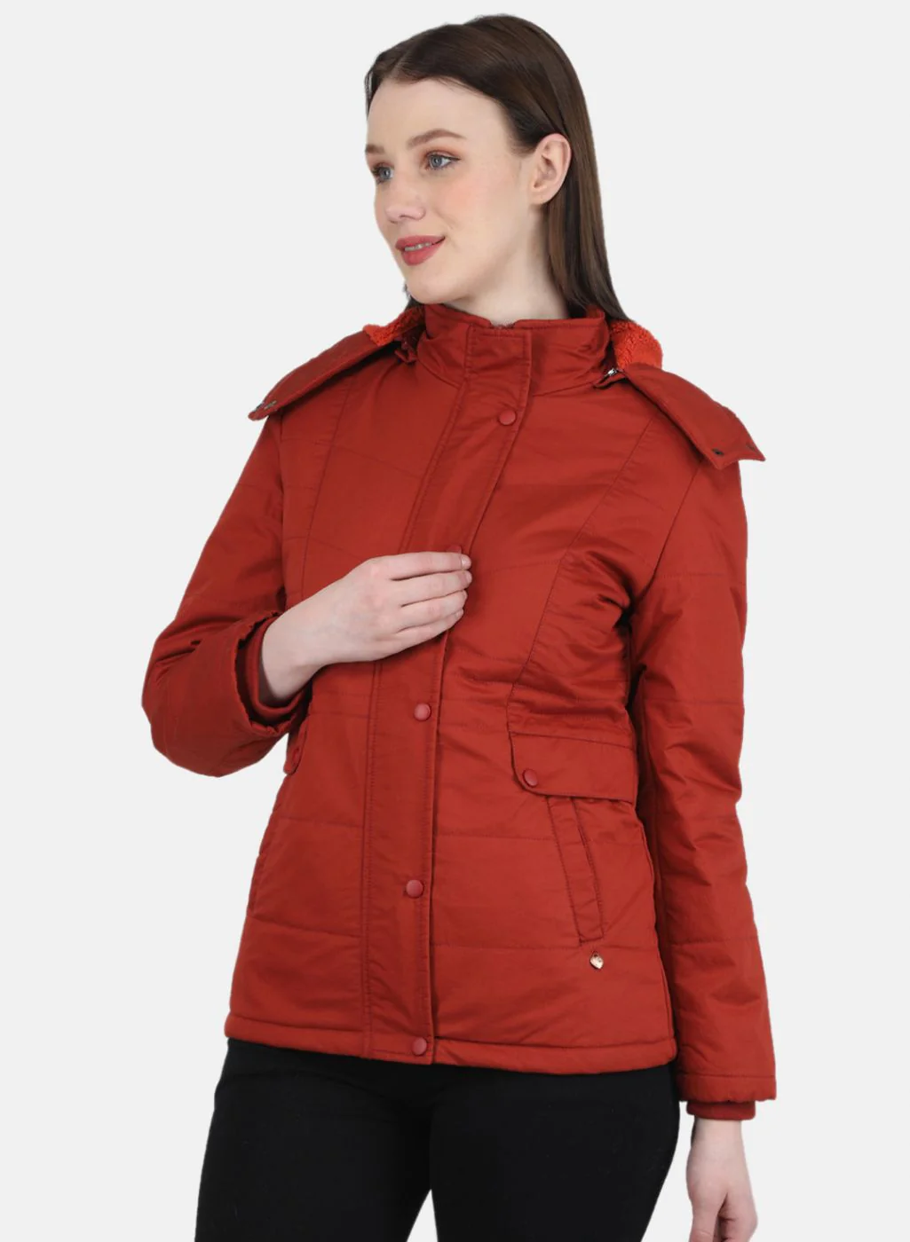 Women Orange Solid Jacket - Image 2