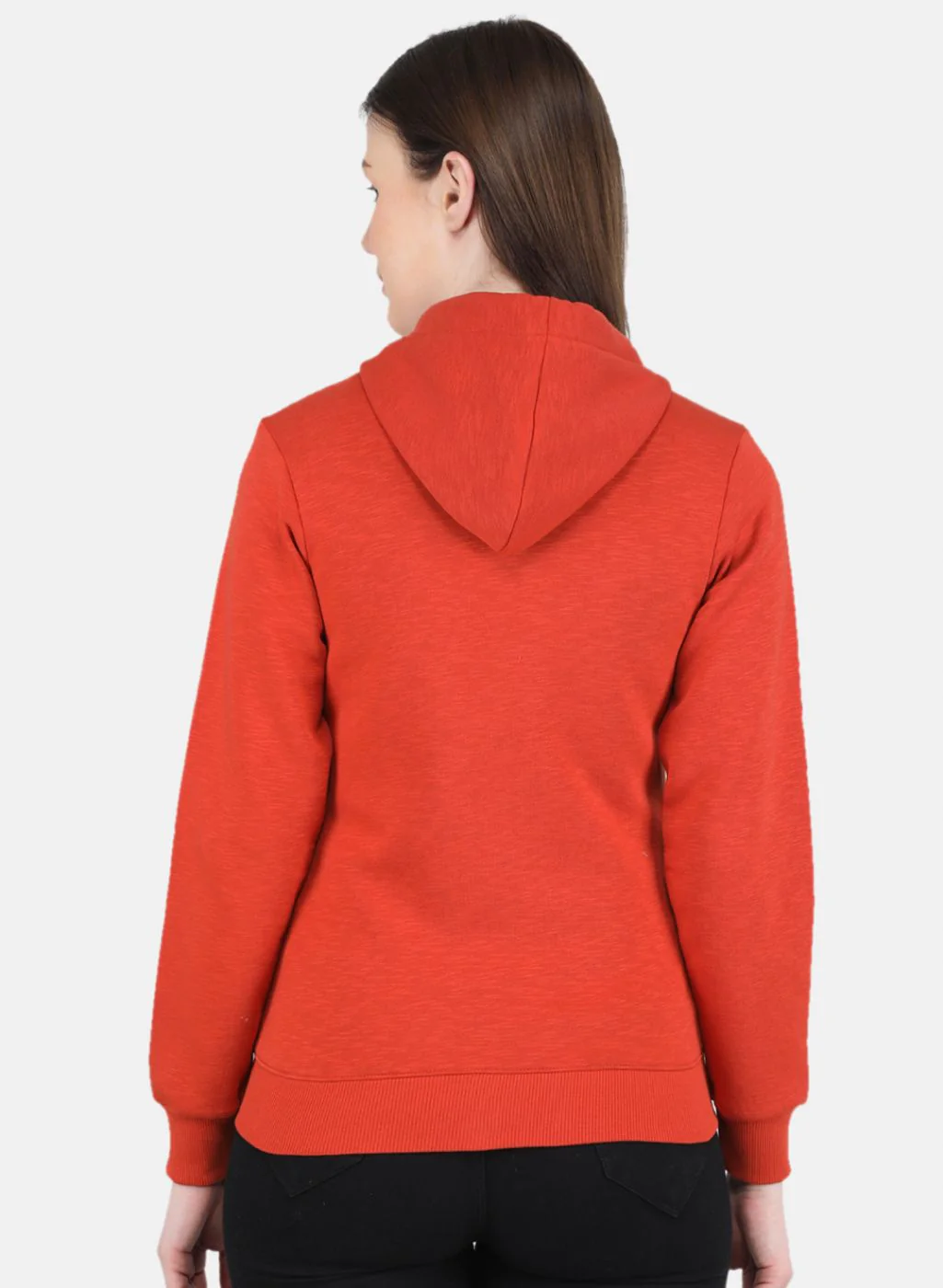 Women Orange Solid Sweatshirt - Image 3