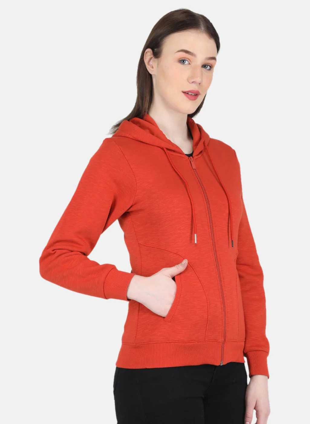 Women Orange Solid Sweatshirt - Image 6