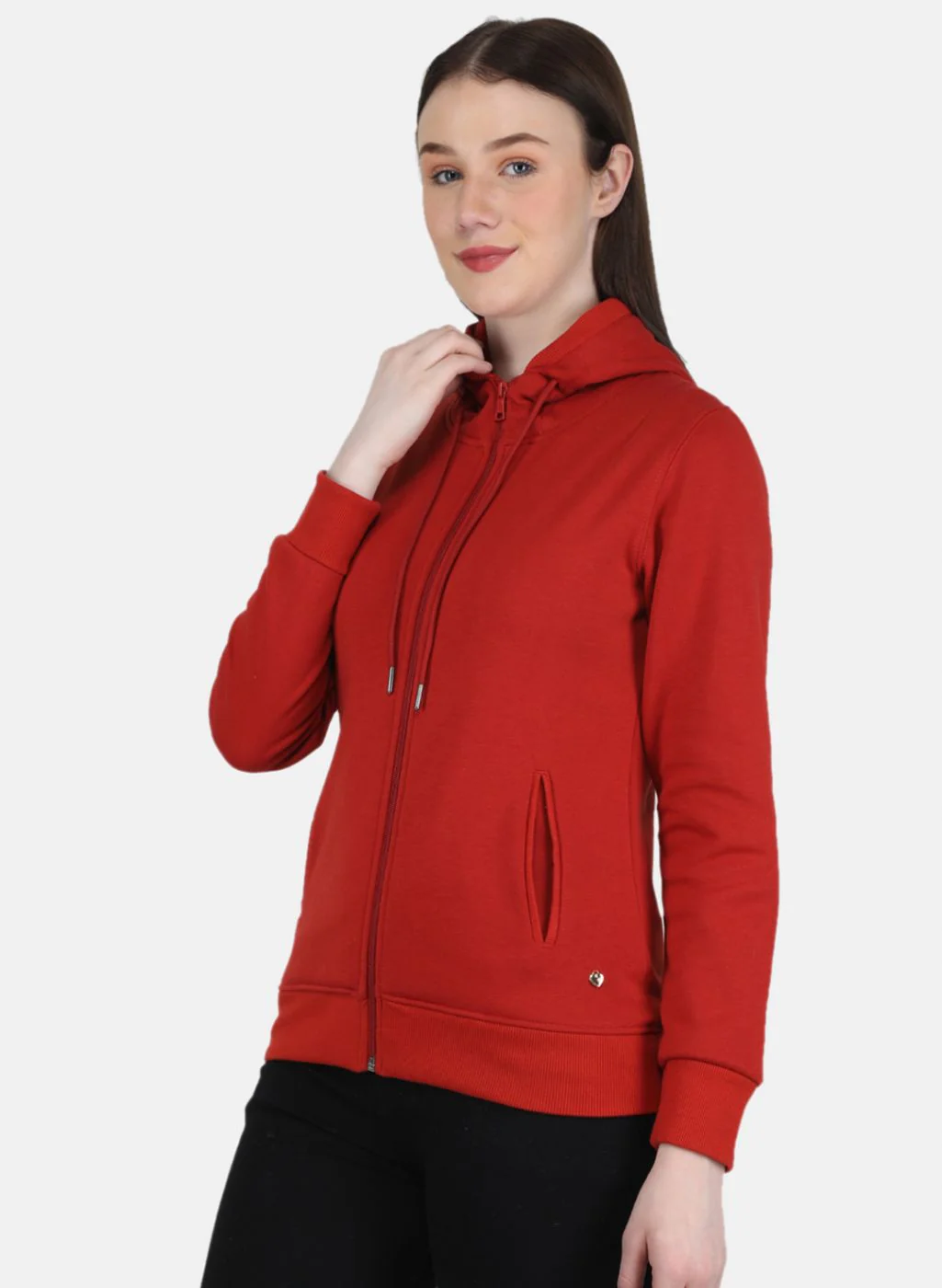 Women Orange Solid Sweatshirt - Image 2