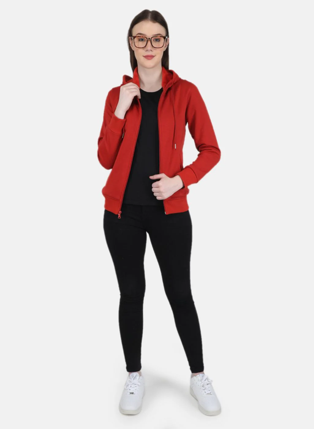 Women Orange Solid Sweatshirt - Image 4
