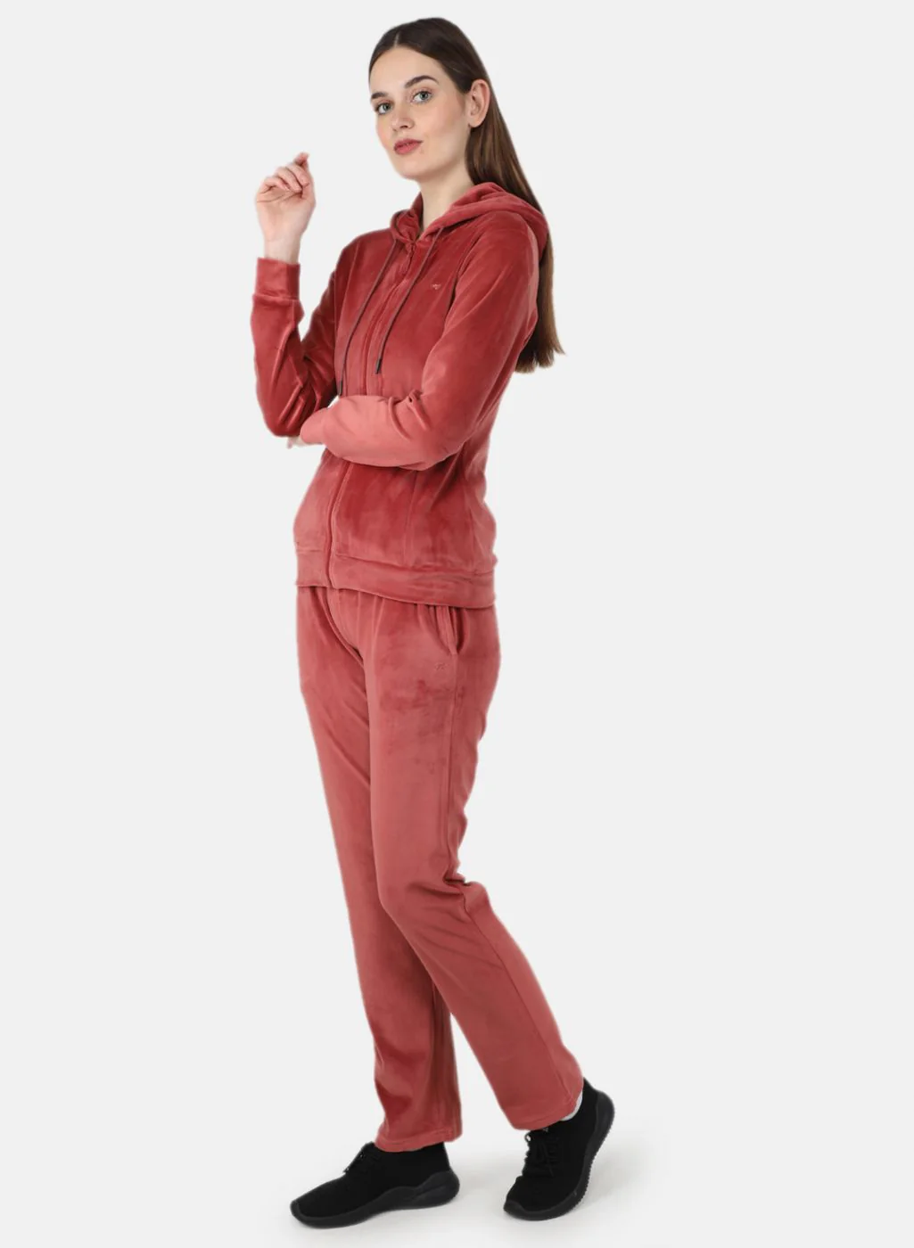 Women Orange Solid Tracksuit - Image 2