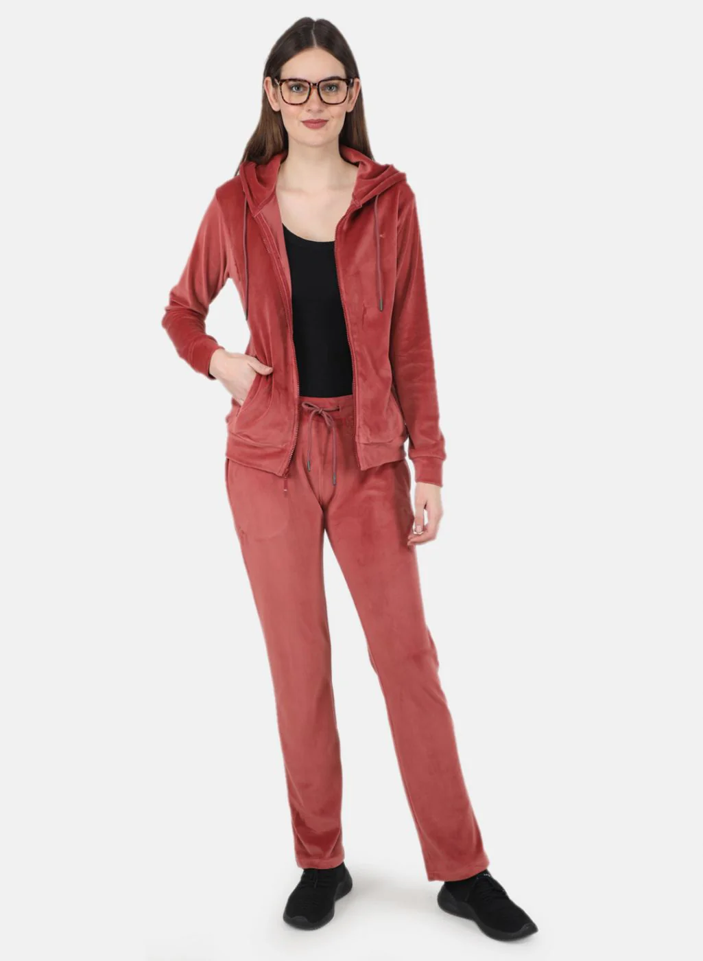 Women Orange Solid Tracksuit - Image 4