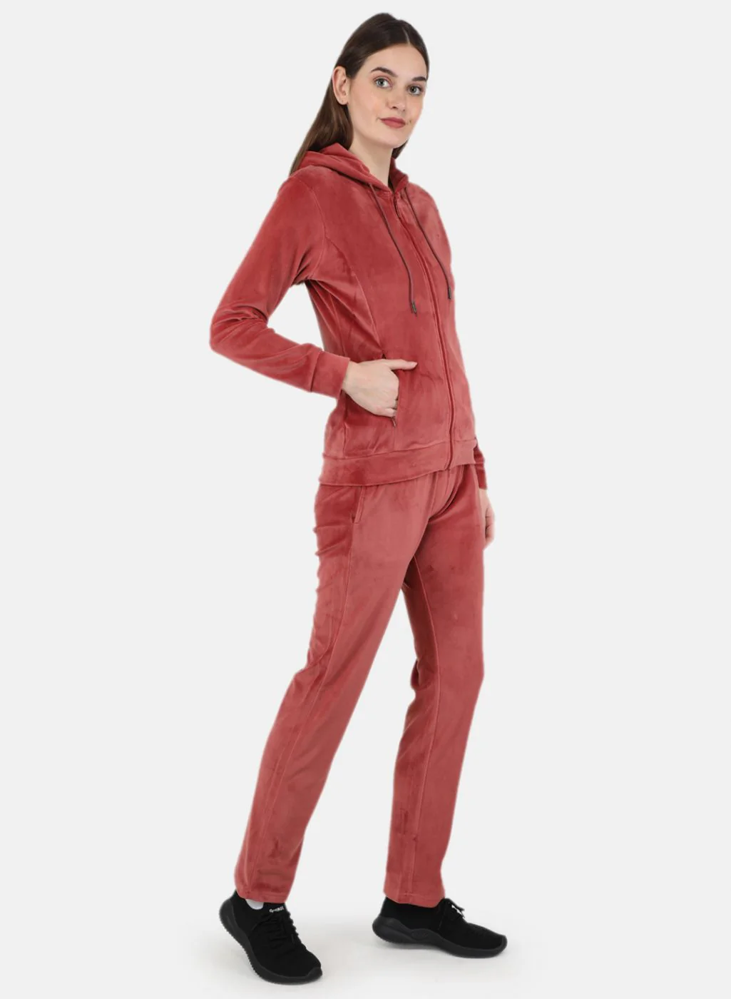 Women Orange Solid Tracksuit - Image 7