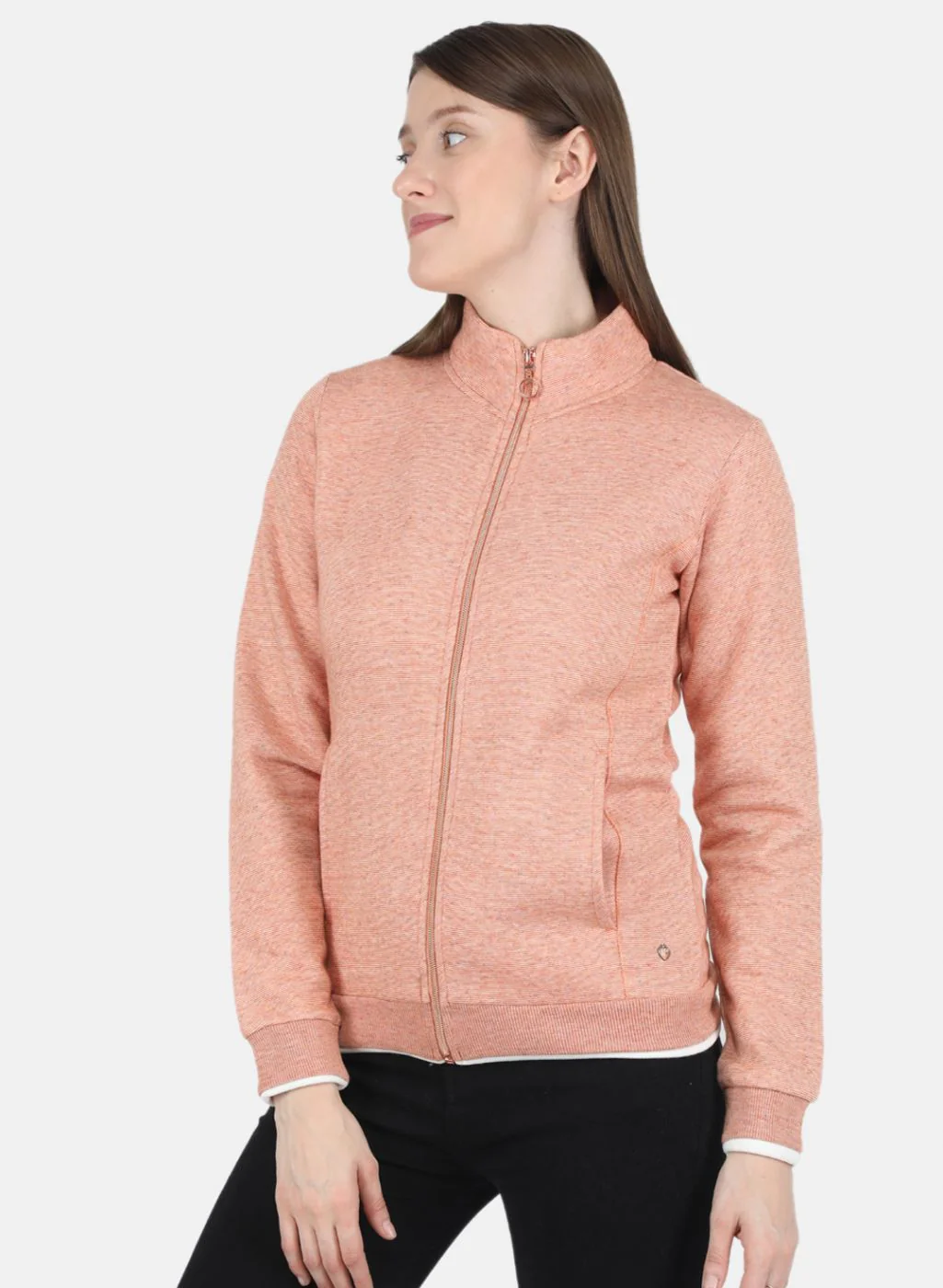Women Orange Stripe Sweatshirt - Image 2