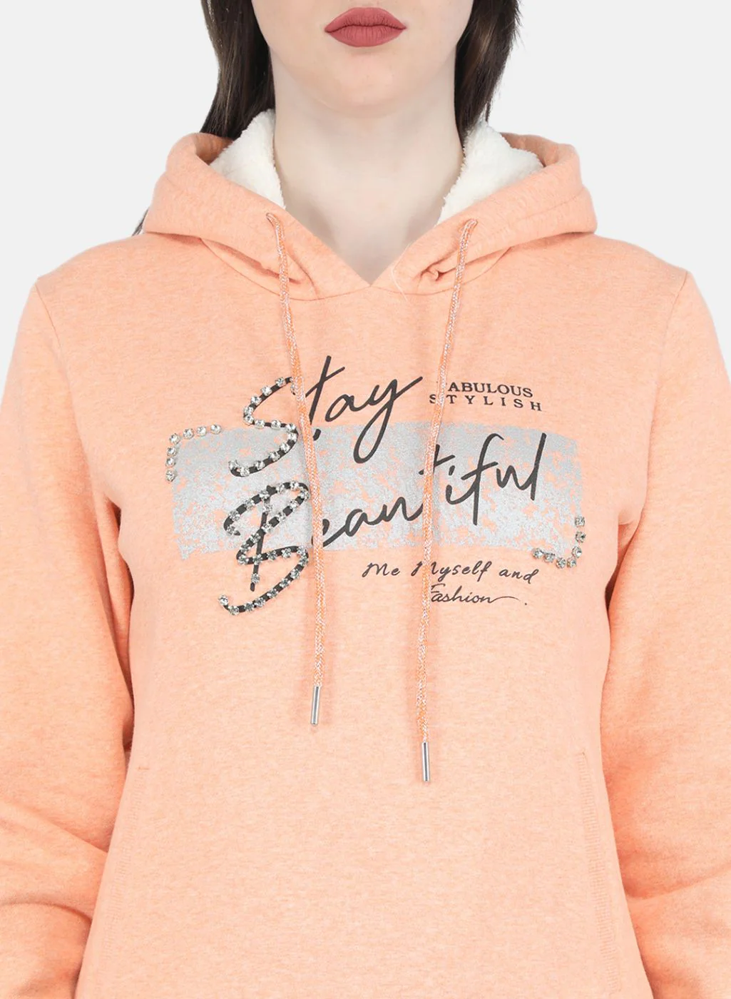 Women Peach Embroidered Sweatshirt - Image 5