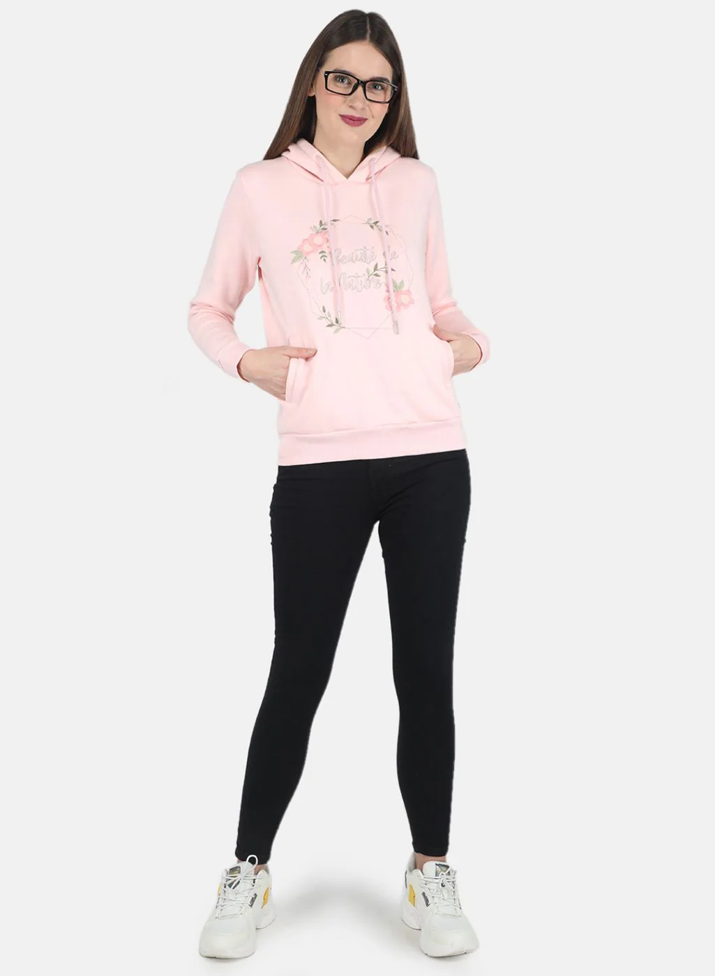 Women Peach Embroidered Sweatshirt - Image 4