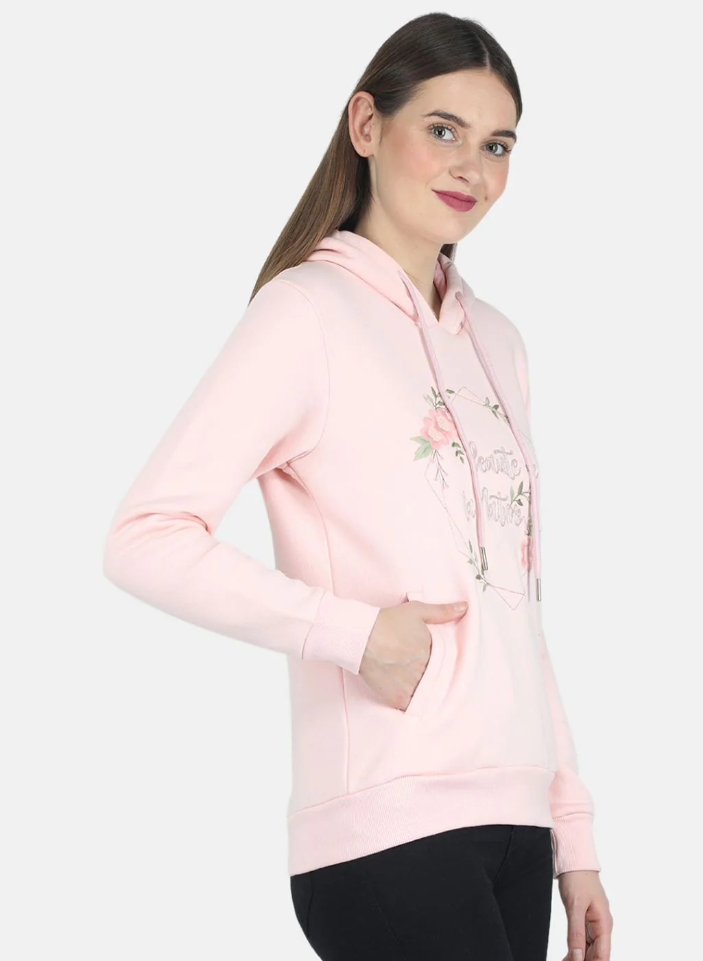 Women Peach Embroidered Sweatshirt - Image 6