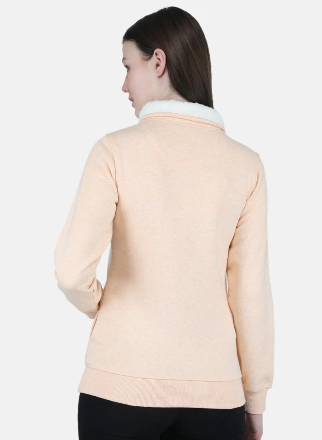 Women Peach Printed Sweatshirt - Image 3