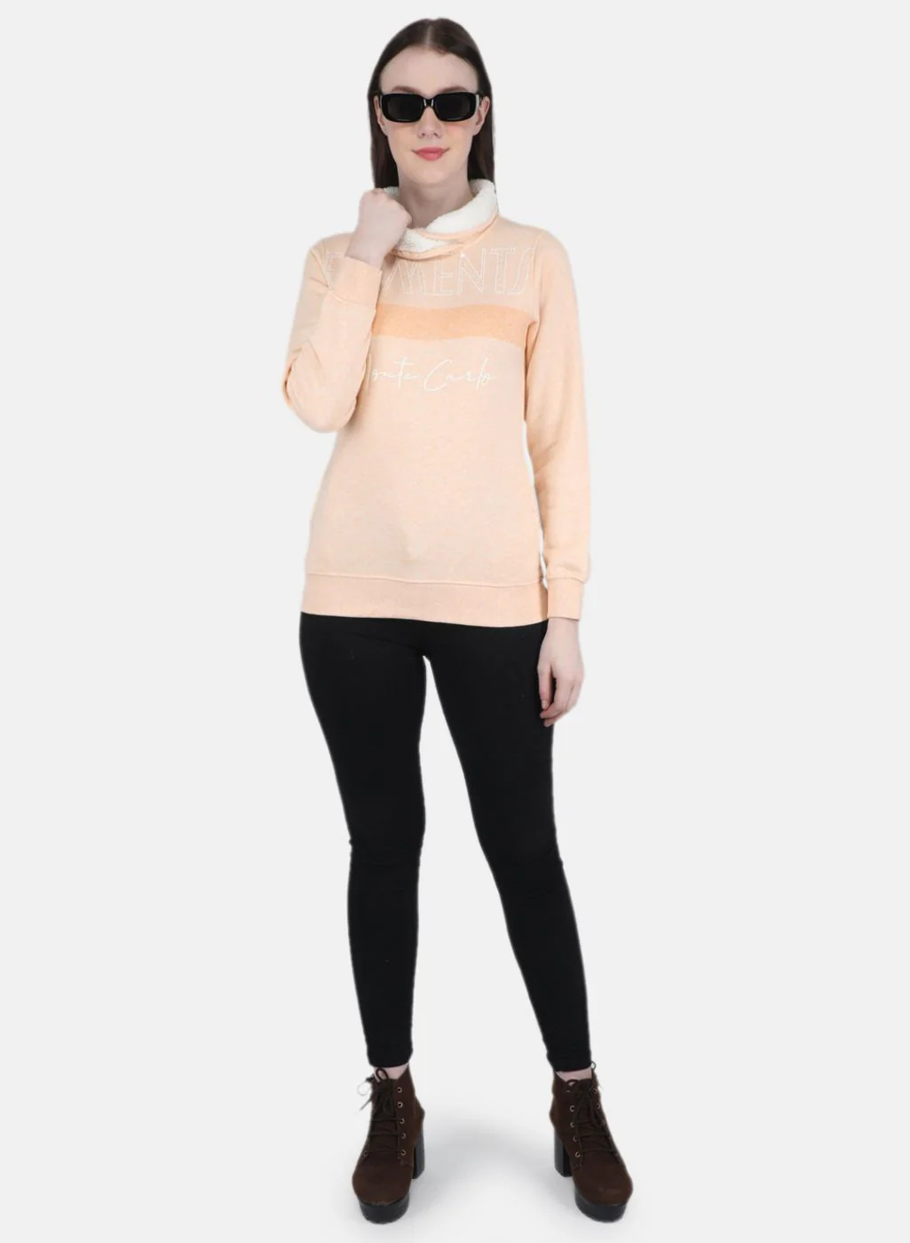 Women Peach Printed Sweatshirt - Image 4