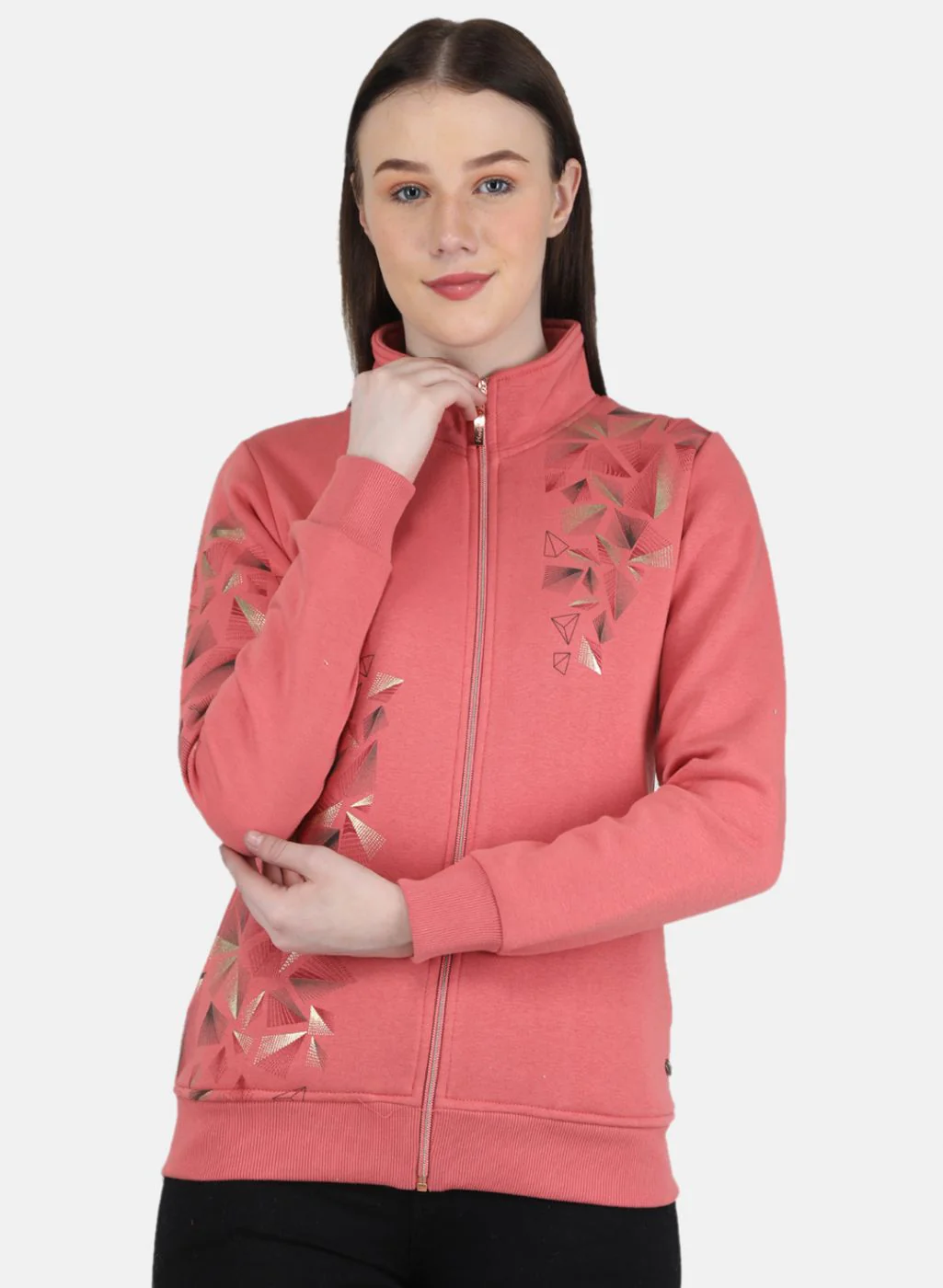 Women Peach Printed Sweatshirt