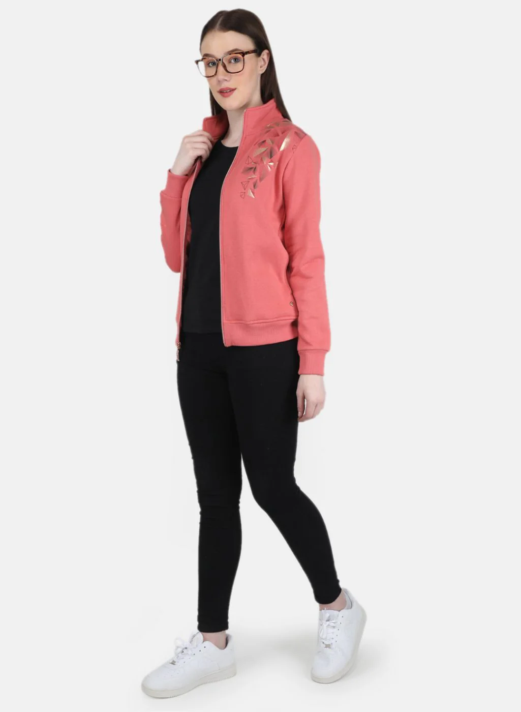 Women Peach Printed Sweatshirt - Image 4