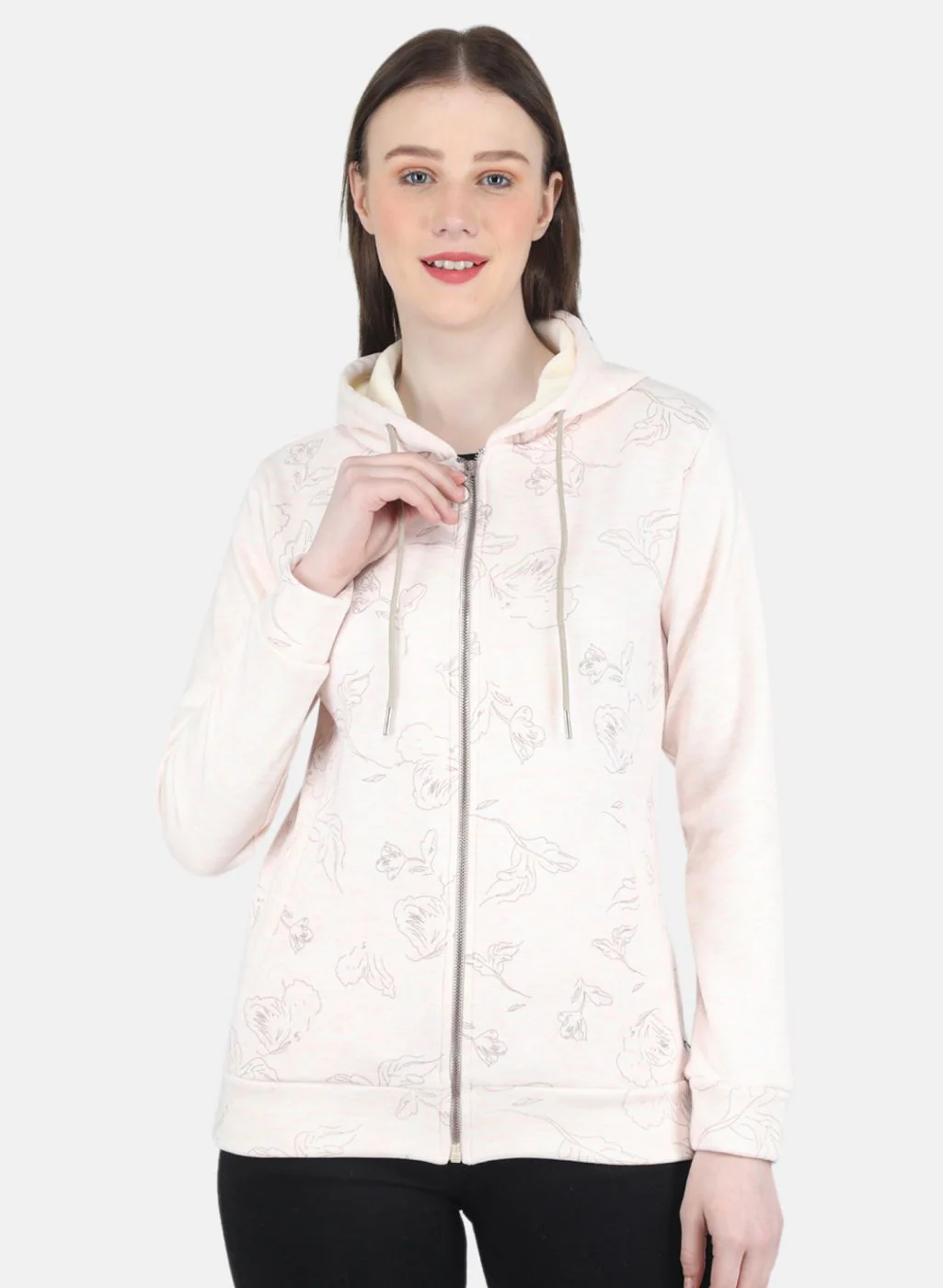 Women Peach Printed Sweatshirt