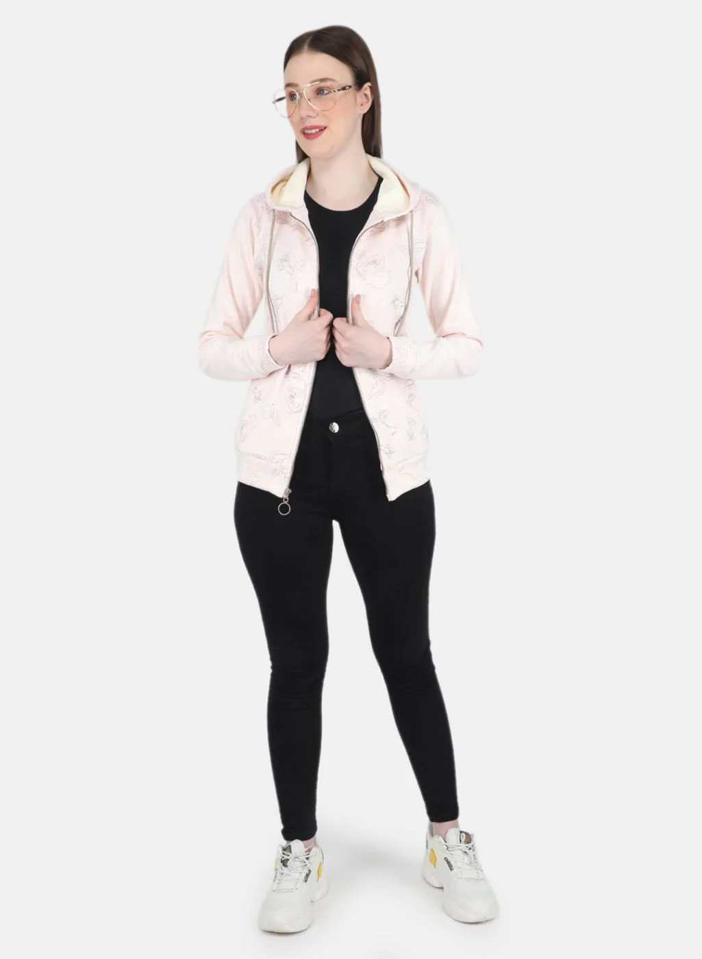 Women Peach Printed Sweatshirt - Image 4