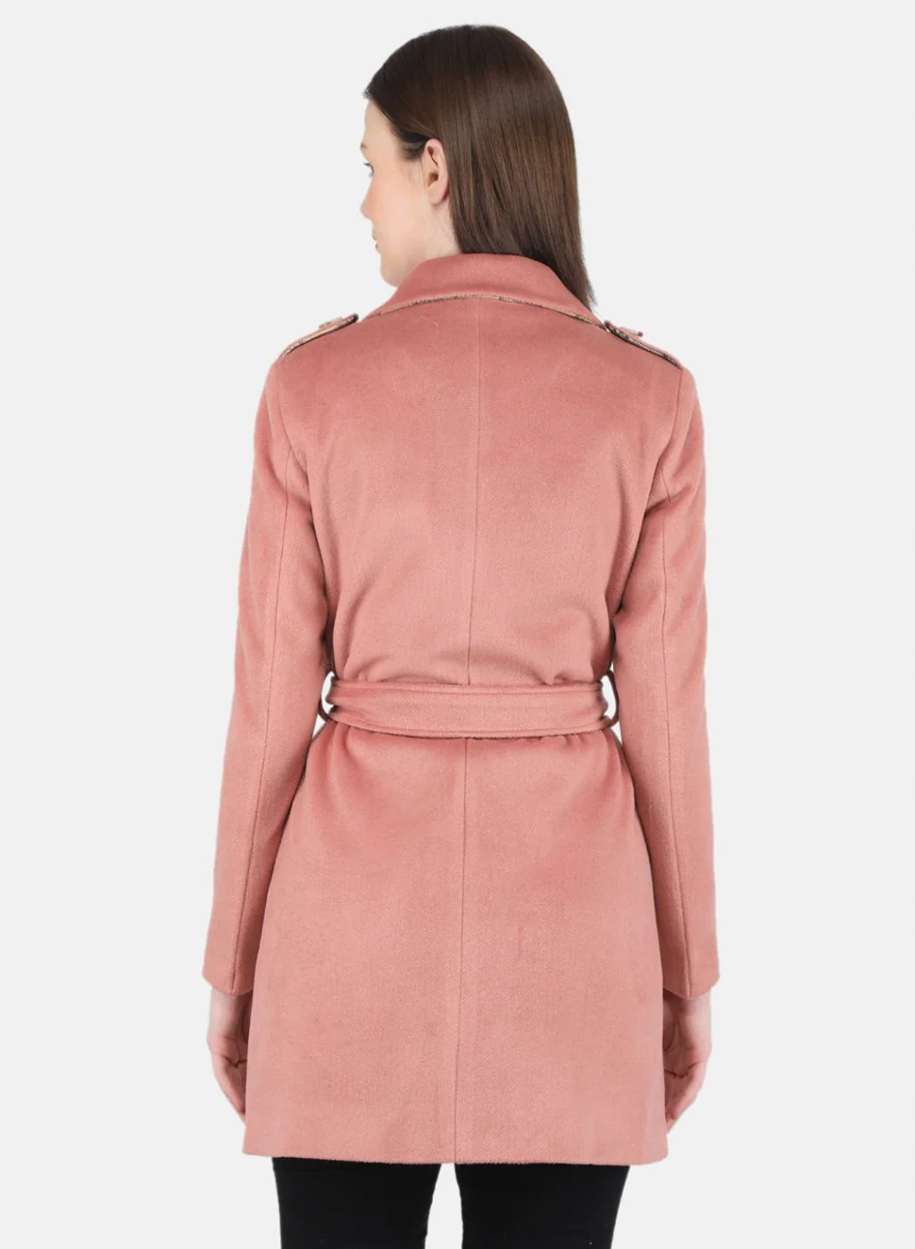 Women Peach Solid Coat - Image 3