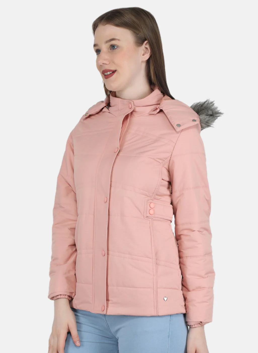 Women Peach Solid Jacket - Image 2