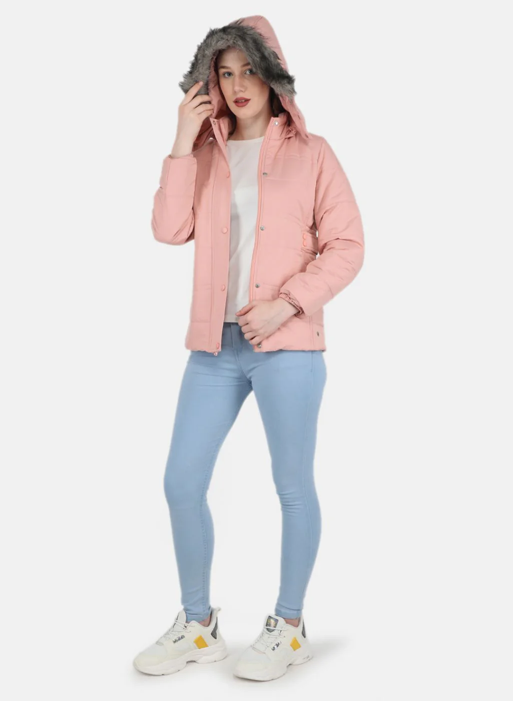 Women Peach Solid Jacket - Image 4